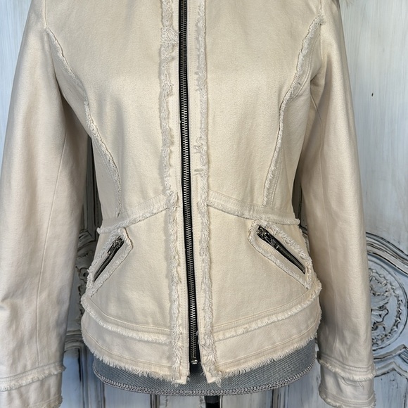 Donna Sui Milano Italy Raw Details Asymmetrical Authentic Fur Collar Jacket S/8 - Picture 4 of 15